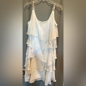 White and silver beaded Calvin Klein party dress